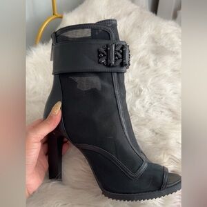 Karl Lagerfeld Black Heeled Boots with Buckle Detail
